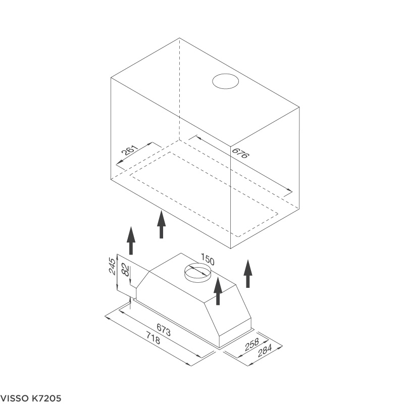 Máy Hút Khói Khử Mùi Âm Tủ Malloca VISSO K7205 - 850m³/h