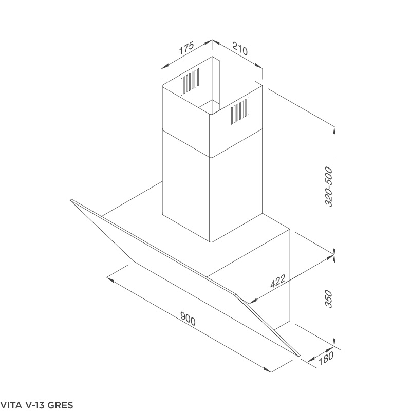 Máy Hút Khói Khử Mùi - Áp Tường Dạng Nghiêng Malloca VITA V-15 GRES, V-13 GRES - 700m³/h