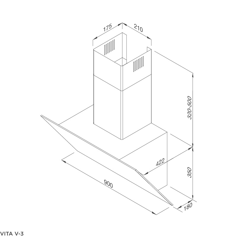 Máy Hút Khói Khử Mùi - Áp Tường Dạng Nghiêng Malloca VITA V-3 - 700m³/h