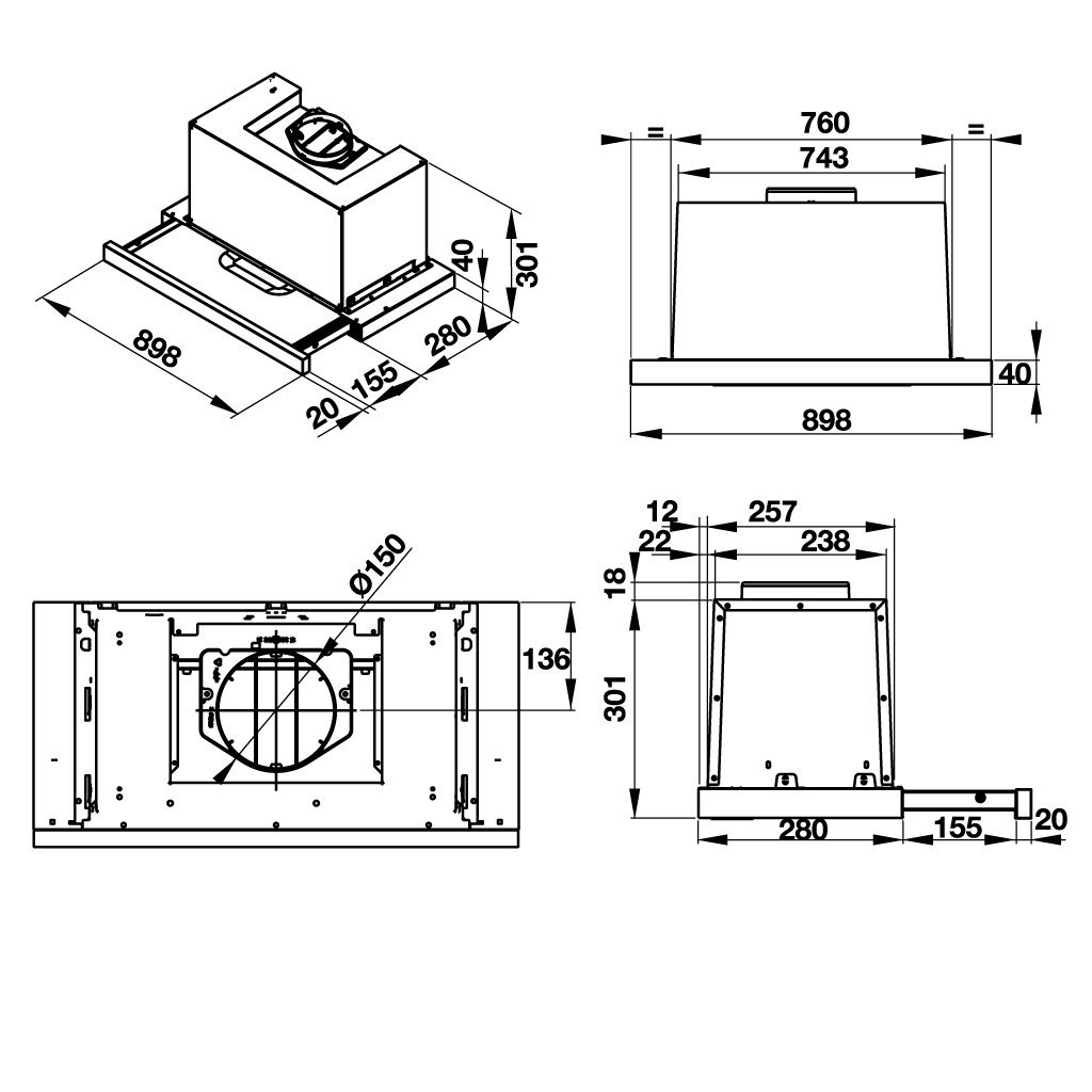 Máy Hút Mùi Âm Tủ Hafele HH-TG90E 539.81.075