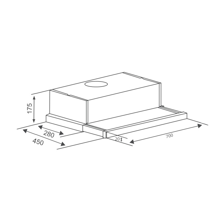 Máy Hút Mùi Âm Tủ CANZY CZ-600GH | CZ-700GH - 750m³/h, trượt 2 cấp độ, inox cao cấp