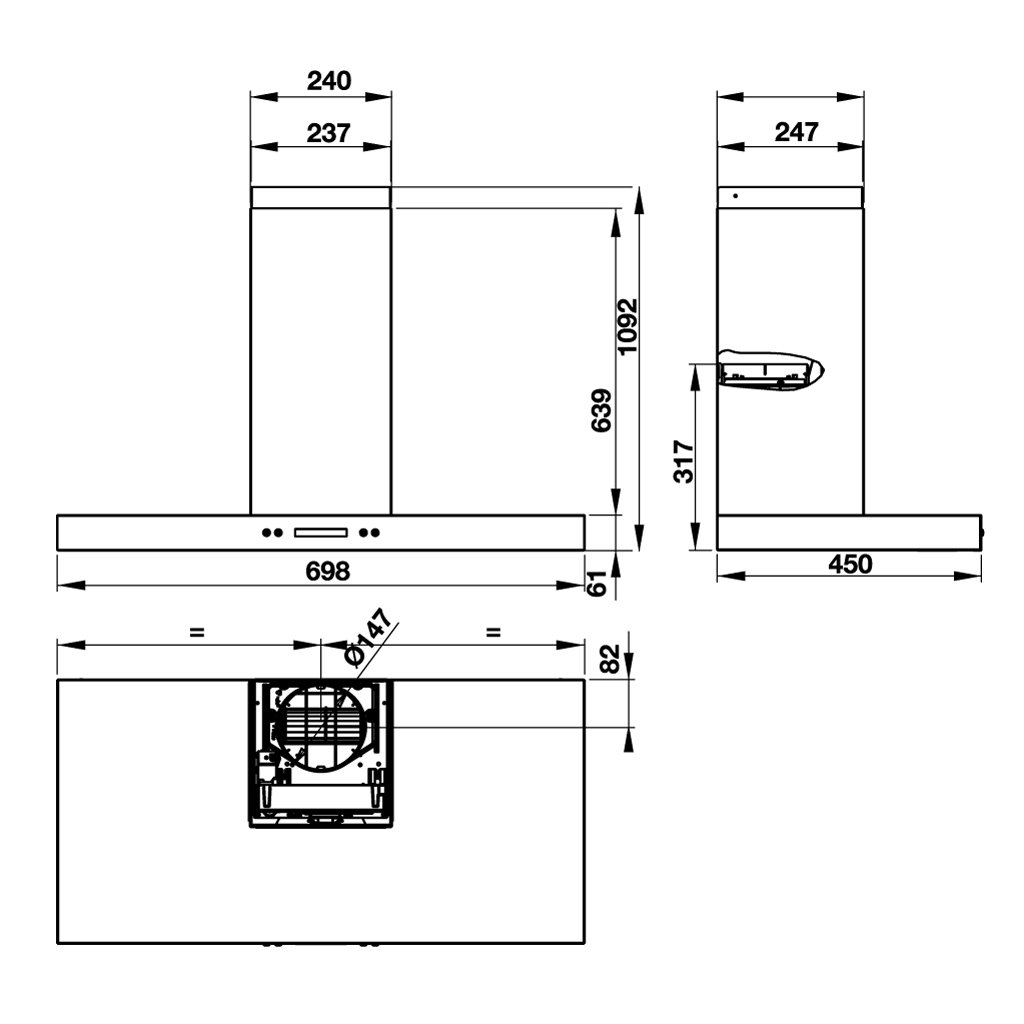 Máy Hút Mùi Gắn Tường Hafele HH-WI70B 539.81.168