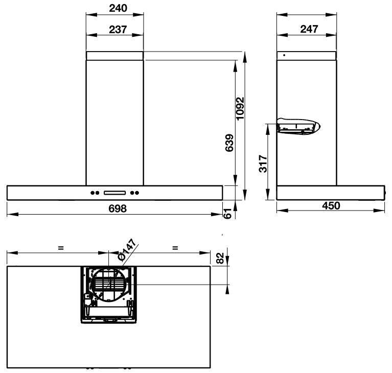 Máy Hút Mùi Gắn Tường Hafele HH-WI70C 539.81.158