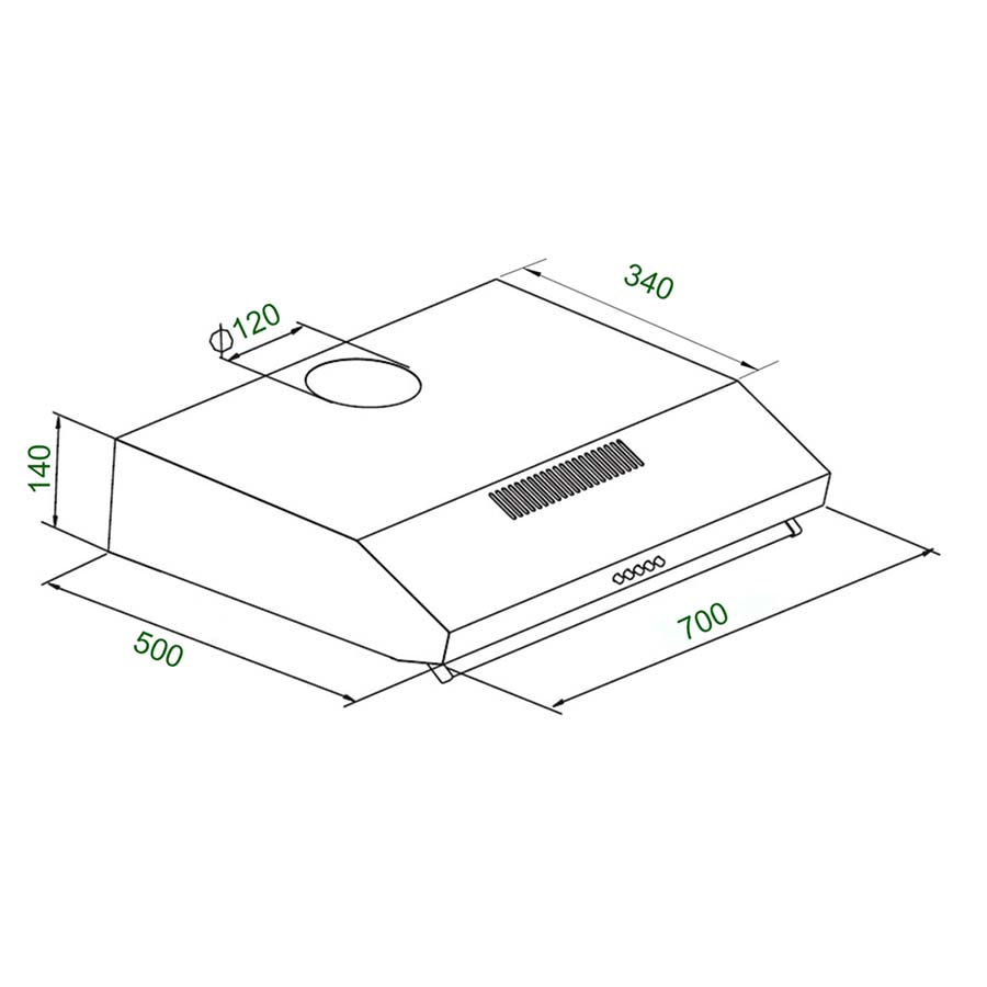 Máy Hút Mùi Cổ Điển KAFF KF-700W - 70CM, 700m³/h, 3 mức công suất, Lọc bằng than hoạt tính