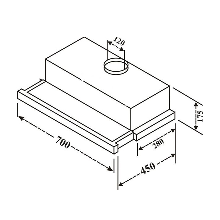 Máy Hút Mùi Âm Tủ KAFF KF-TL60H/ TL70H/ TL80H - 750m³/h, 3 mức công suất, Kính phối inox sang trọng