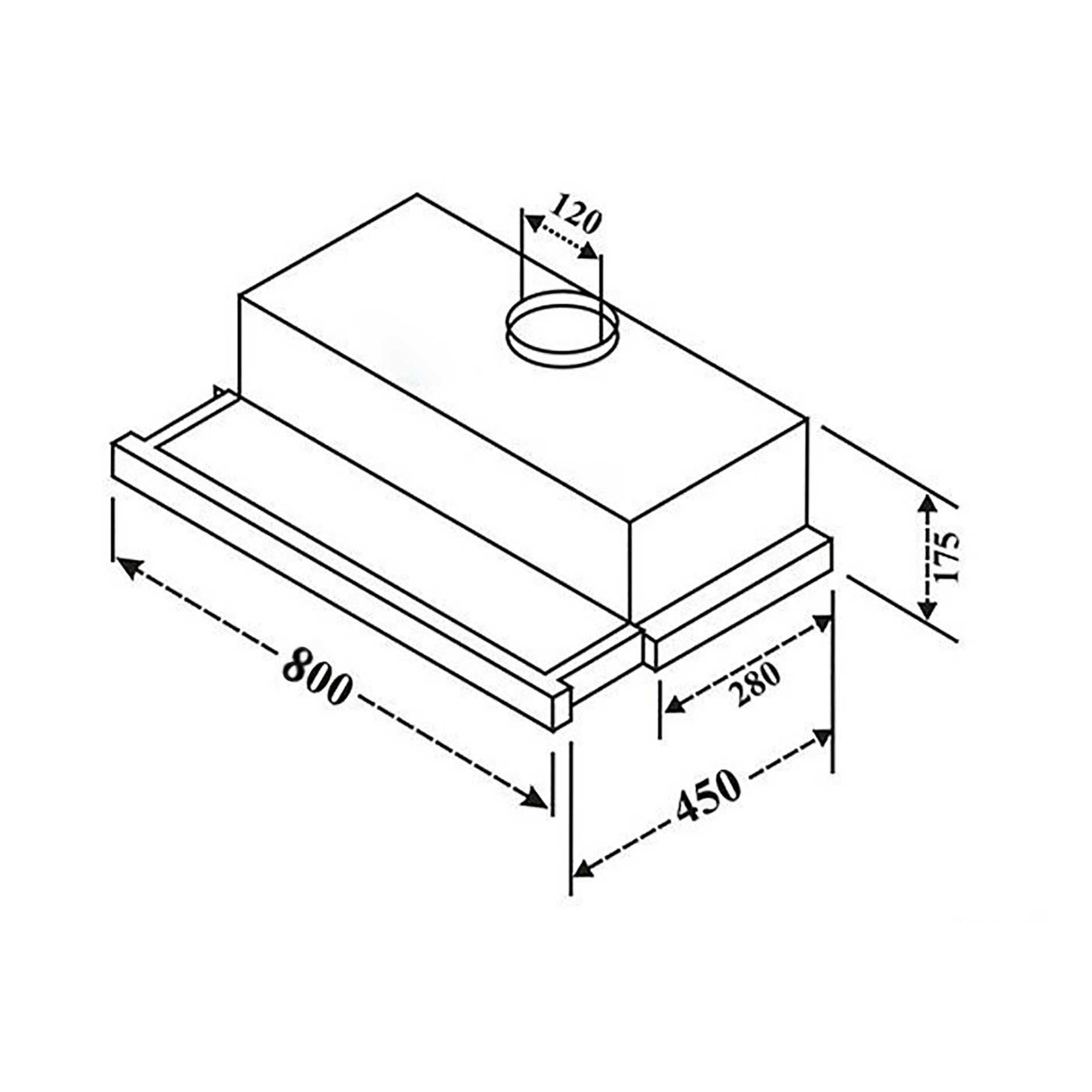 Máy Hút Mùi Âm Tủ KAFF KF-TL60H/ TL70H/ TL80H - 750m³/h, 3 mức công suất, Kính phối inox sang trọng