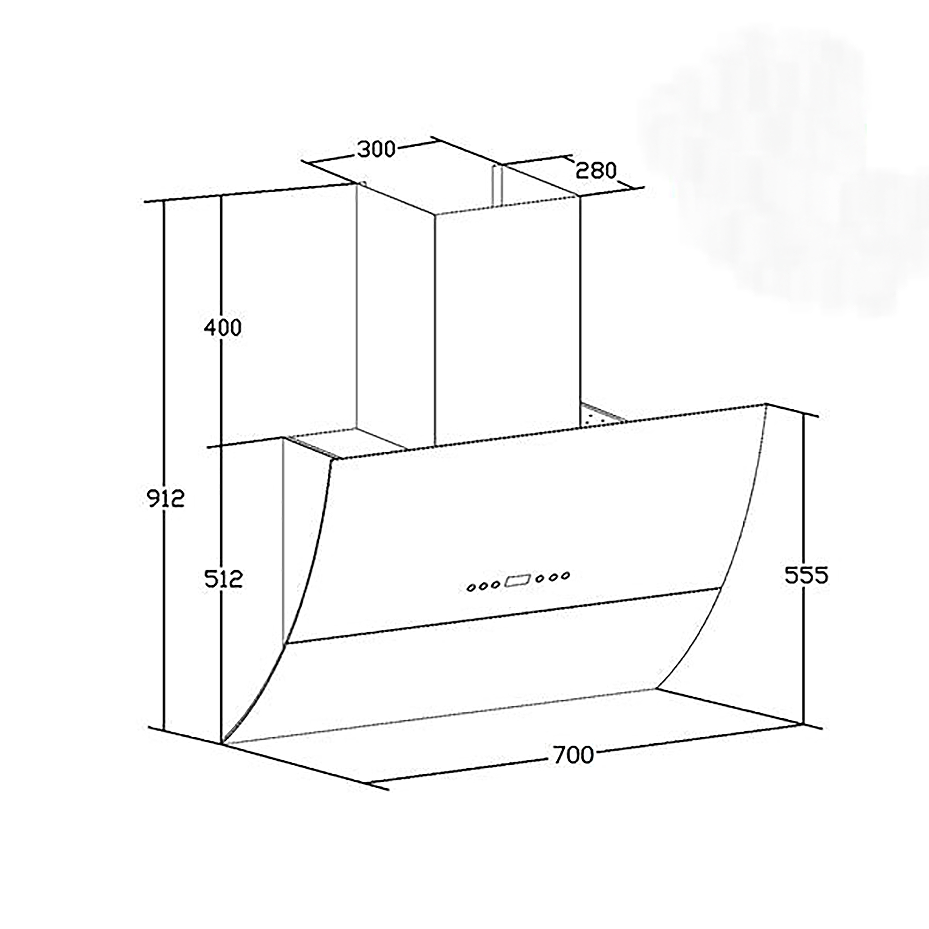 Máy Hút Mùi Kính Gắng Tường CHEF'S EH-R705E7 - 70CM, 1000m³/h, Cảm ứng 4 cấp độ, Kính vát sang trọng