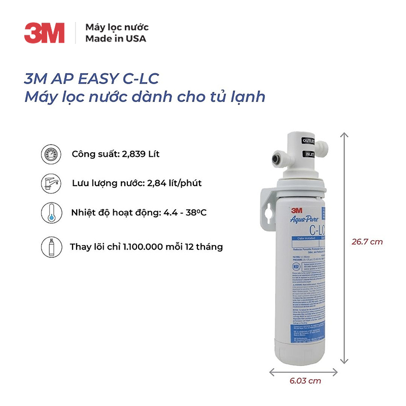 Máy Lọc Nước Mỹ 3M AP EASY C-LC Dành Cho Tủ Lạnh (70020345958)