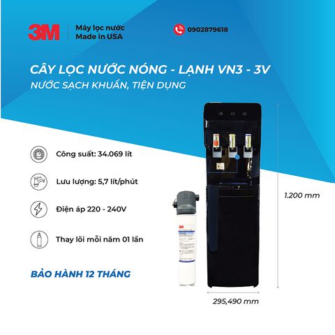 Máy Lọc Nước Nóng Lạnh Nguội VN3-3V Sử Dụng Lõi Lọc 3M BREW 120-MS