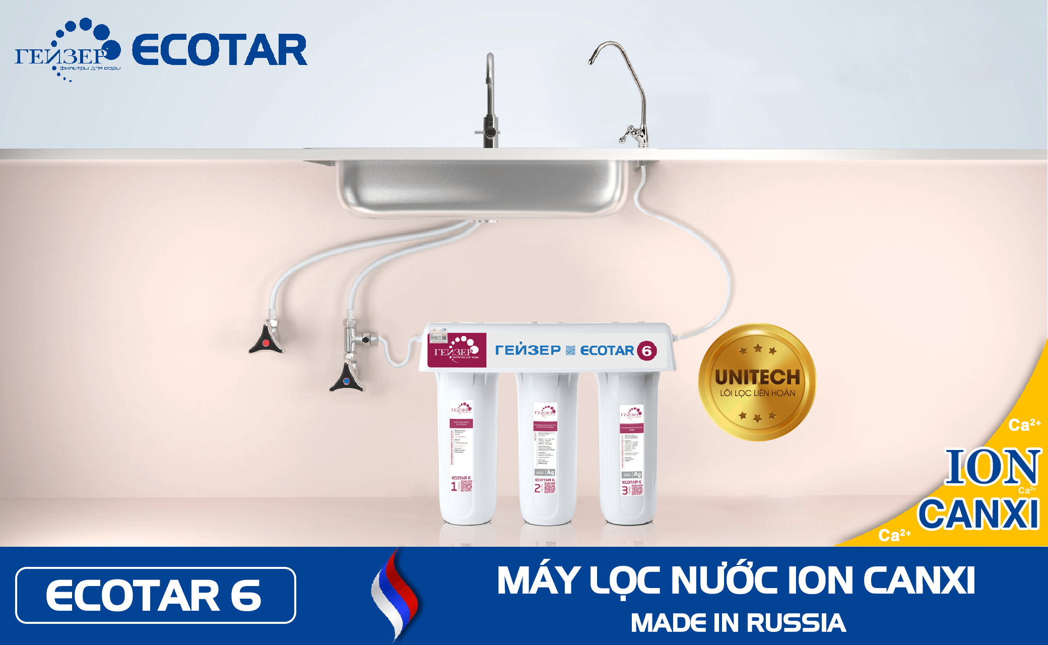 Máy Lọc Nước Nano Ion Canxi Geyser ECOTAR 6 – Made in Russia