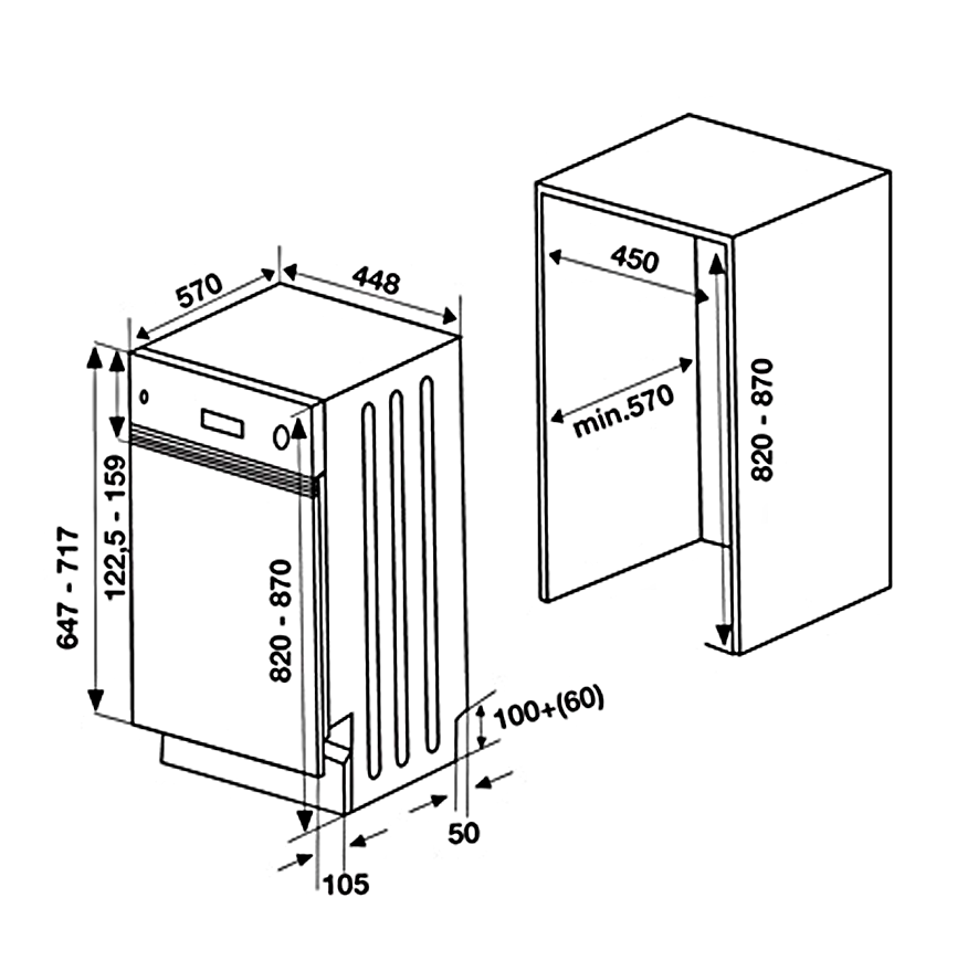 Máy Rửa Chén Âm Bán Phần Hafele HDW-HI45A 533.23.275 - Sức chứa 10 bộ