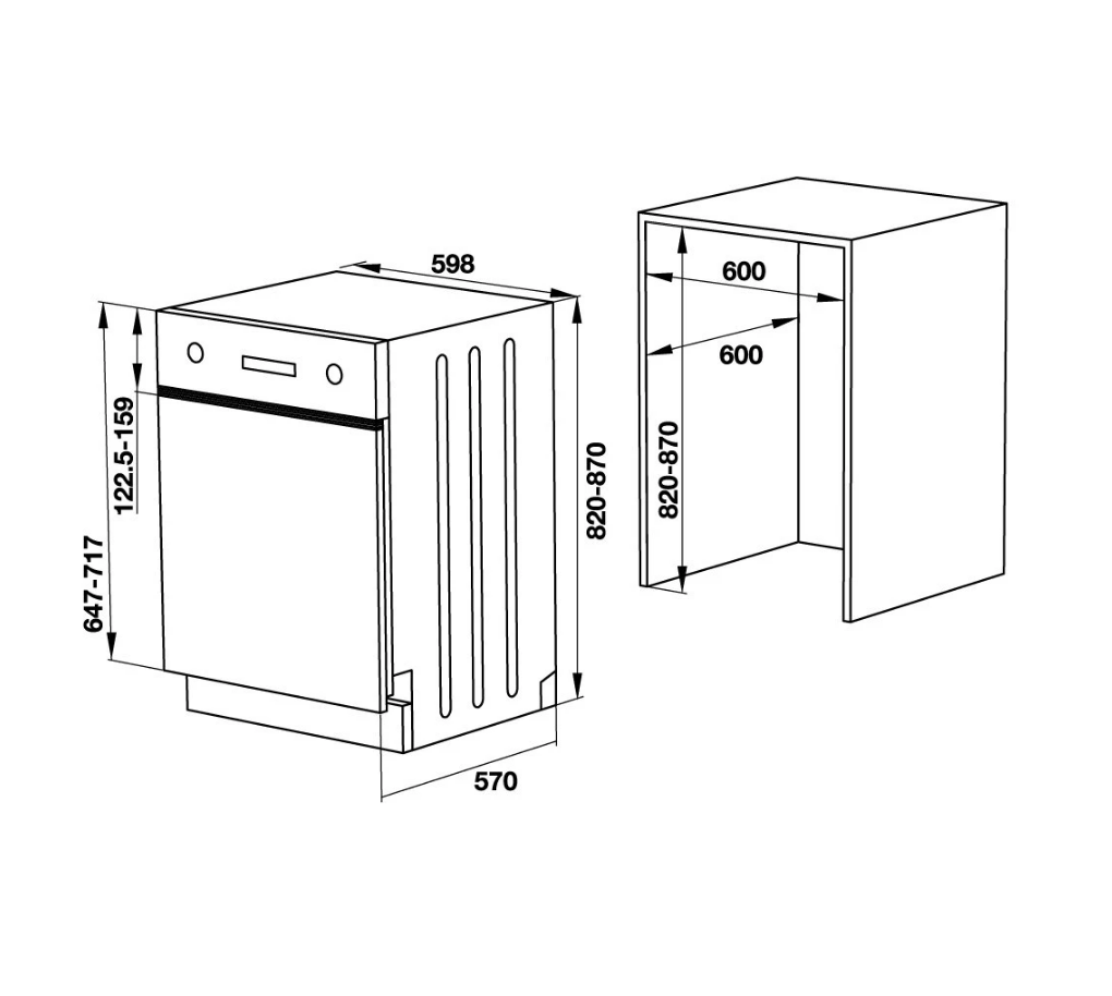 Máy Rửa Chén Âm Bán Phần Hafele HDW-HI60C 533.23.120 - Sức chứa 15 bộ