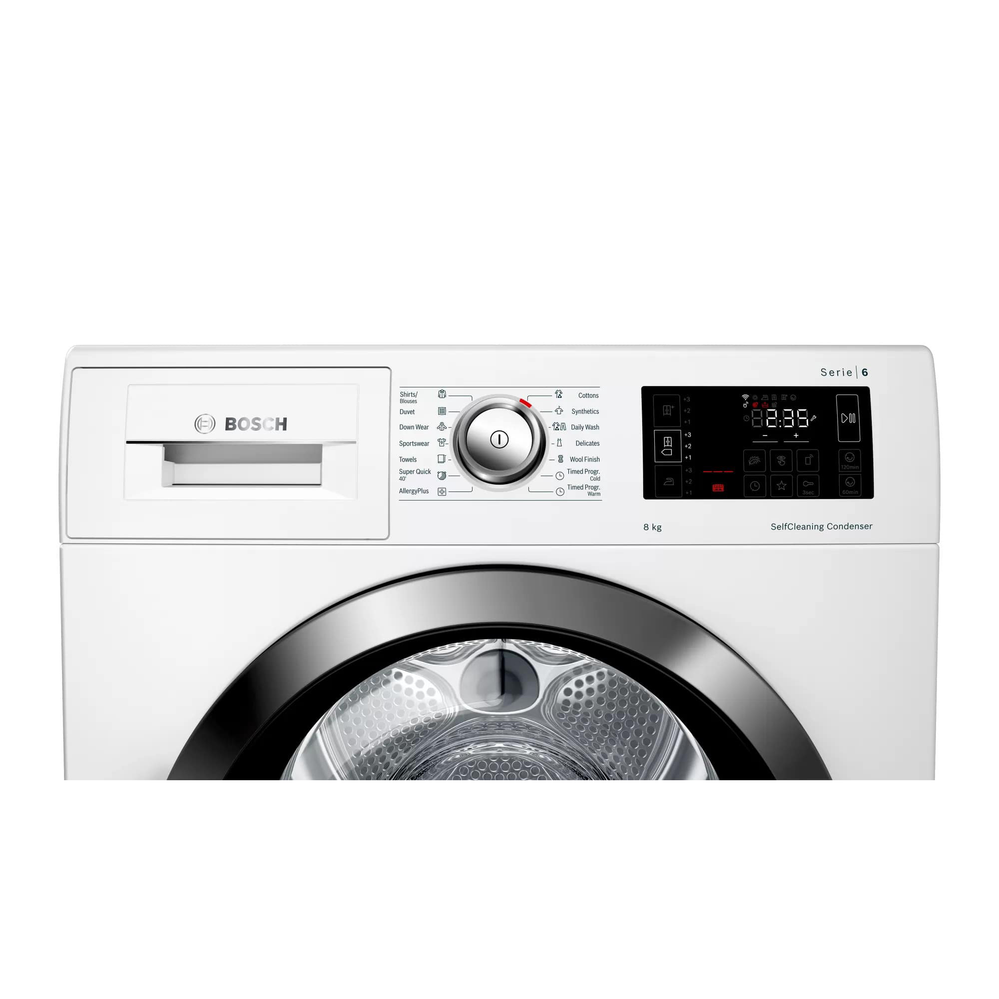 Máy Sấy Tụ Hơi Với Bơm Nhiệt Home Connect 8KG BOSCH WTW876H8SG - 14 chương trình, Động cơ EcoSilence, Khóa trẻ em