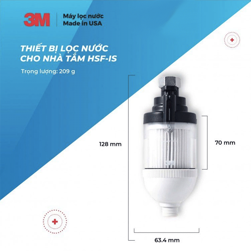 Thiết Bị Lọc Nước Vòi Sen Nhà Tắm 3M HSF-IS + Kèm 3 Lõi Lọc, Công Suất 72.000 Lít