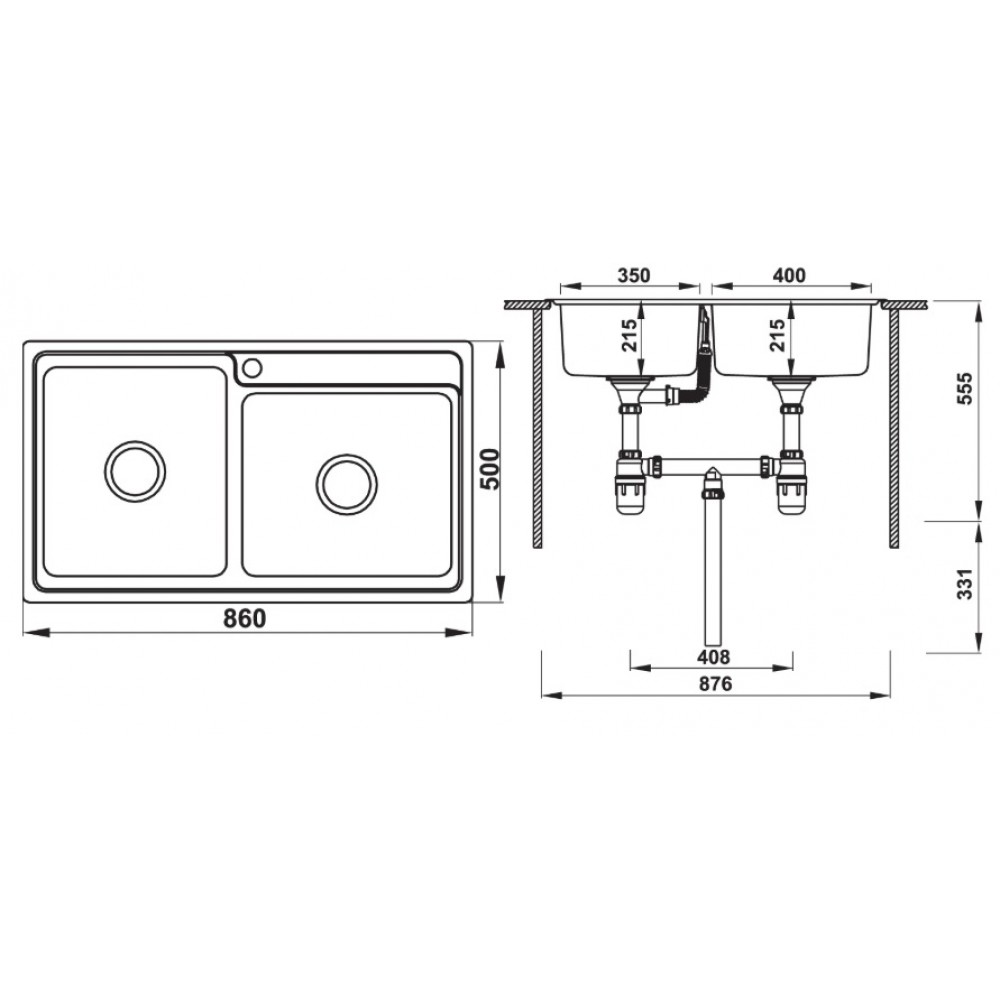 Combo Chậu Thép Không Gỉ Hafele + Lưới, Thớt, Rây - Chậu Inox / Stainless Steel Sink HS20-SSN2R90L 567.20.586