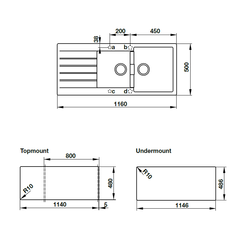 Chậu Đá Hafele HS19-GED2S80 570.35.370 (Màu Đen) | 570.35.470 (Màu Kem) | 570.35.570 (Màu Xám)