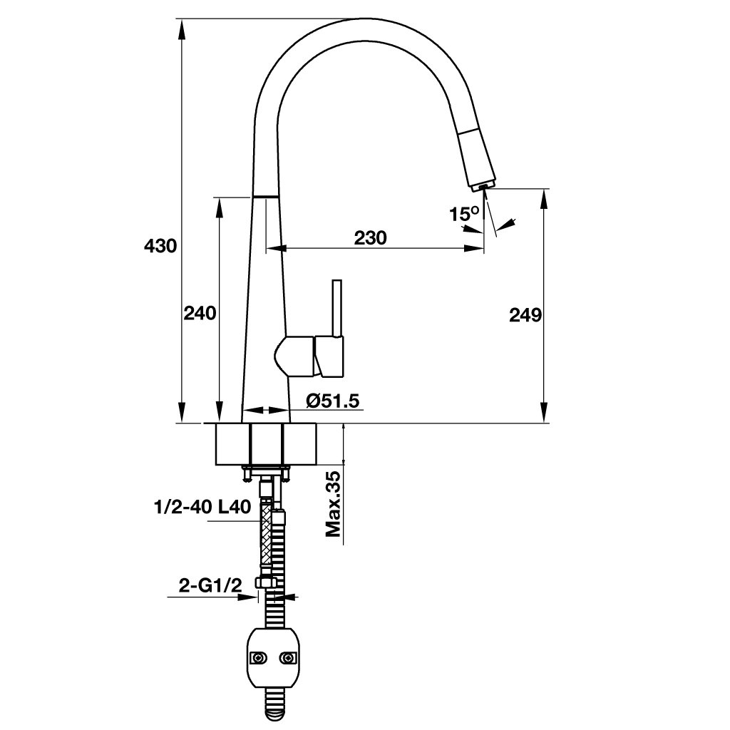 Vòi Bếp Hafele HT19-CH1F250 570.51.000 - Hafele Tap