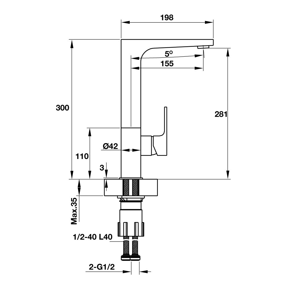 Vòi Bếp Hafele HT19-CH1P281 570.51.030 - Hafele Tap