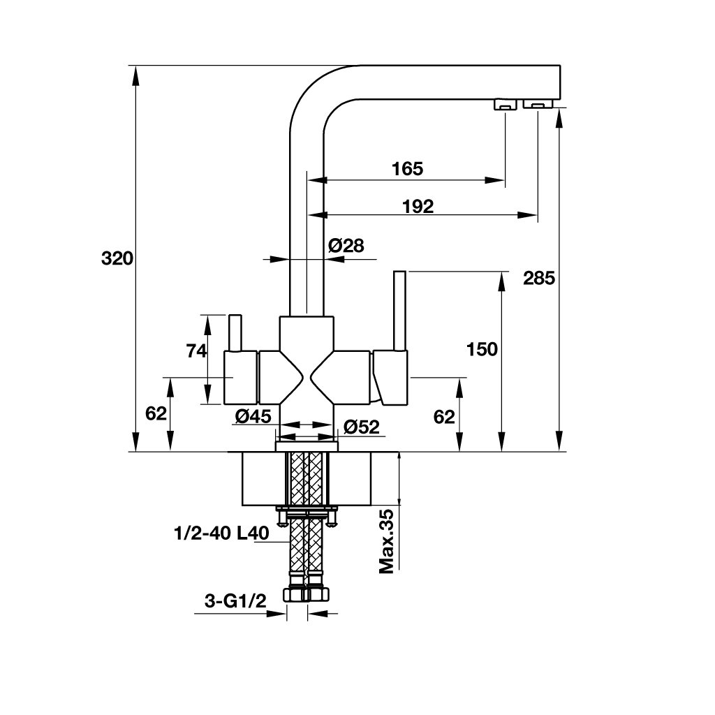 Vòi Bếp Hafele HT19-CH2F285 570.51.050 - Hafele Tap