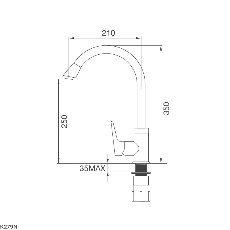 Vòi Rửa Chén Malloca K279N - Nước nóng, lạnh, mạ Chrome