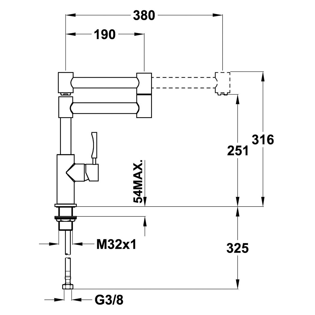 Vòi Rửa TEKA - INX983 749830210 - Nước nóng, lạnh, Thép không gỉ AISI 304