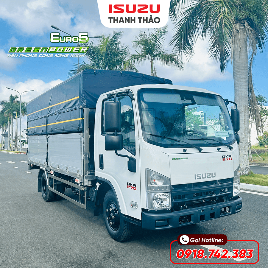 Xe tải Isuzu QKR270 Mui Bạt - Tải 2.7 tấn - Thùng dài 4m4
