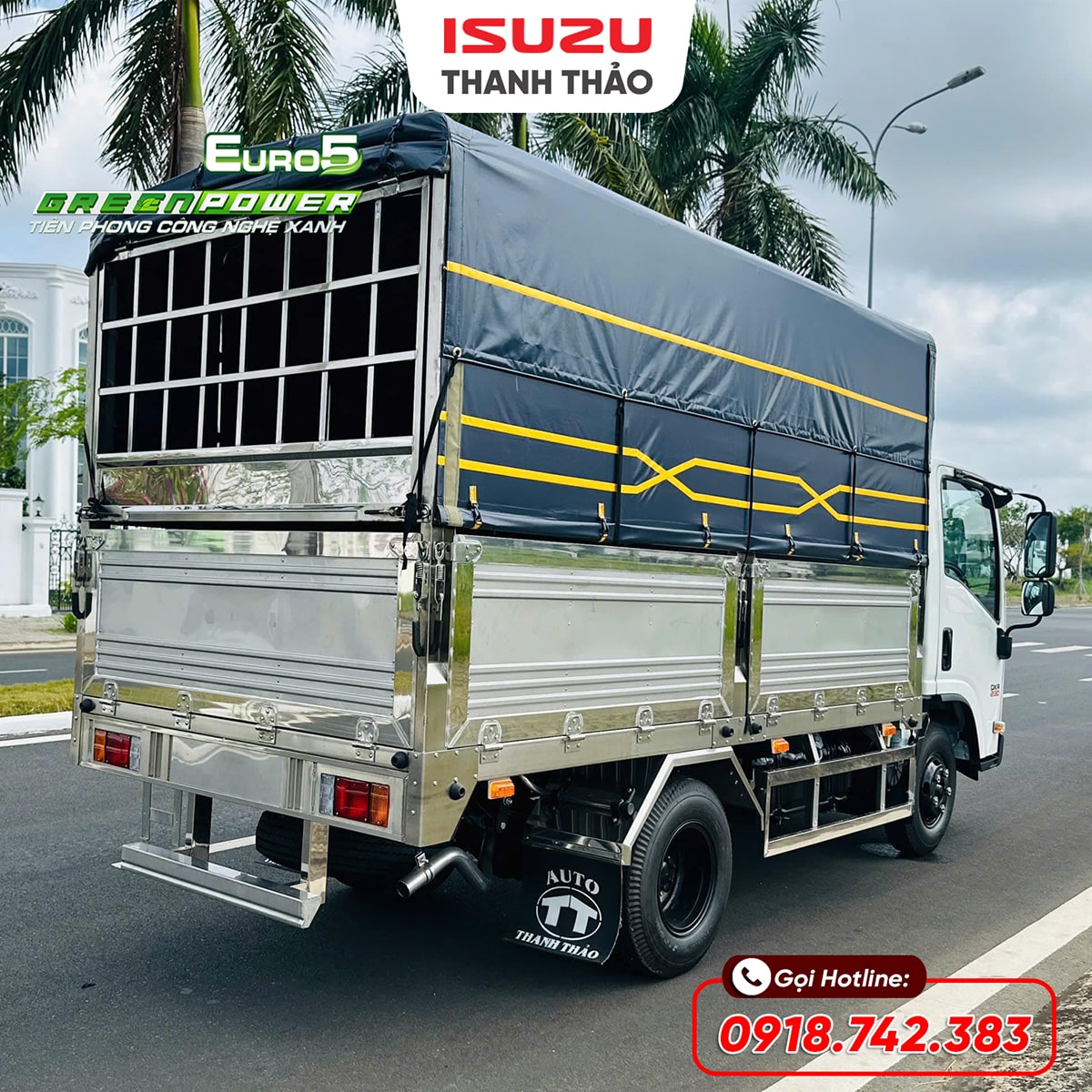 Xe tải Isuzu QKR230 Mui bạt inox 304 - Tải 2.5 tấn - Thùng dài 3m6