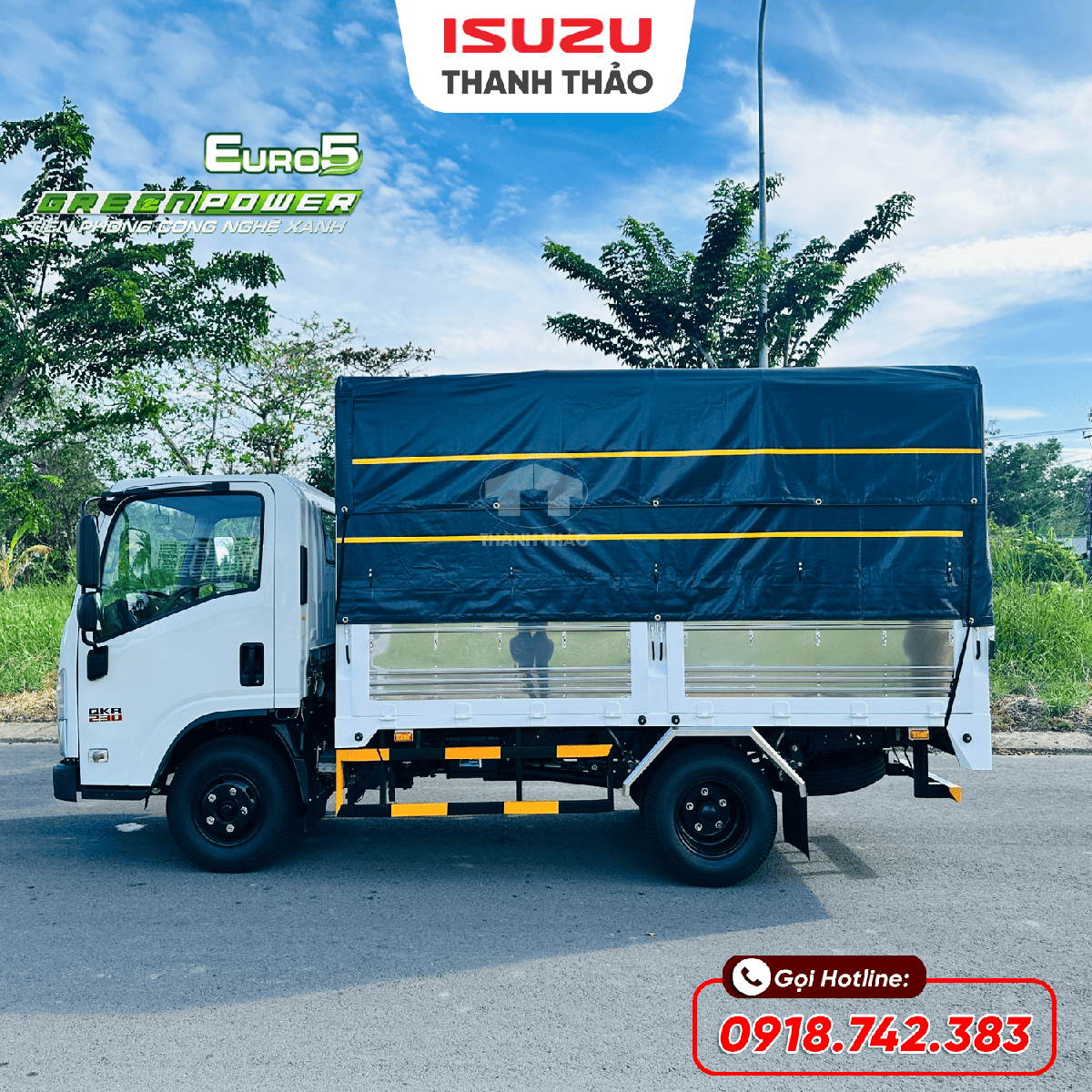 Xe tải Isuzu QKR230 Mui bạt TC - Tải 2.5 tấn - Thùng dài 3m6