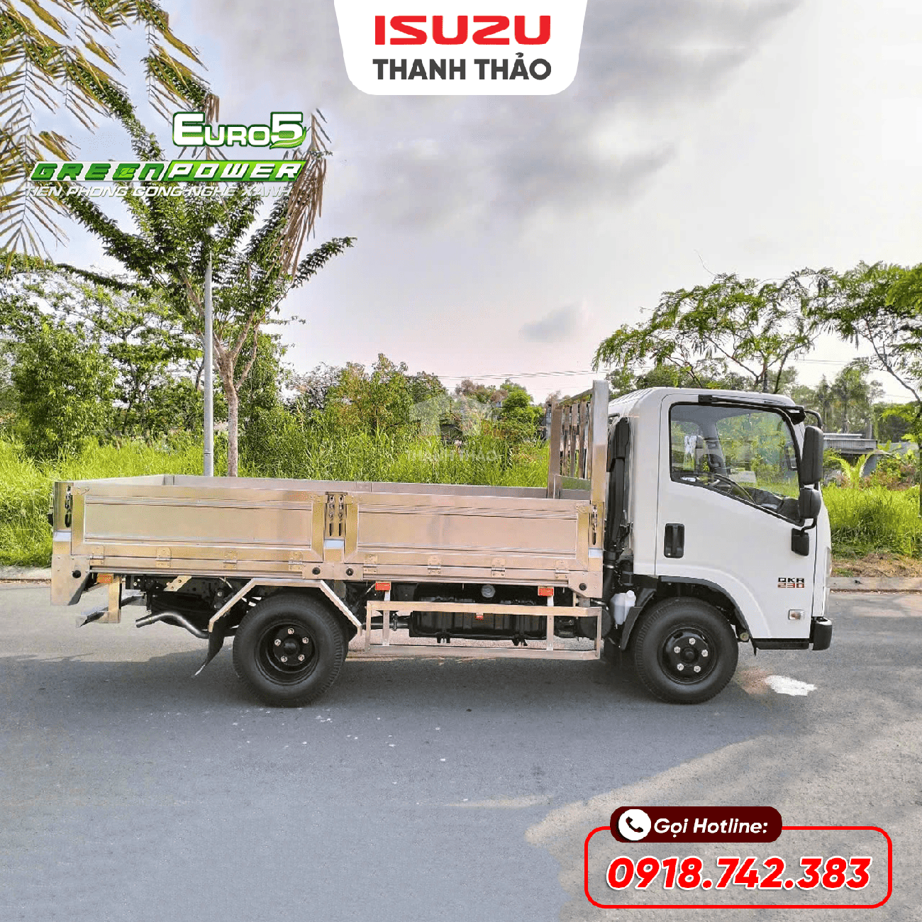 Xe tải Isuzu QKR230 Thùng lửng 304 - Tải 2.3 tấn - Thùng dài 3m6