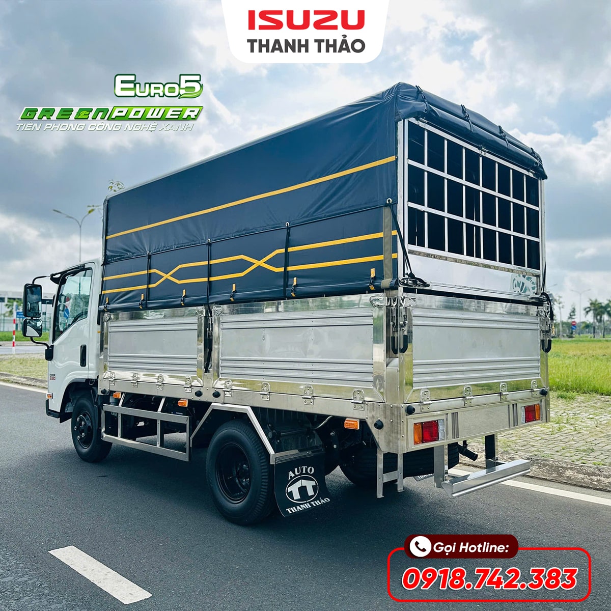 Xe tải Isuzu QKR230 Mui bạt inox 304 - Tải 2.5 tấn - Thùng dài 3m6