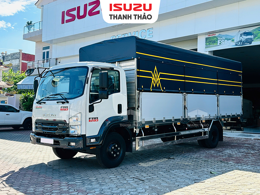Xe tải Isuzu FRR650 Mui bạt bửng nhôm - Tải trọng 6.2 tấn - Thùng dài 6m6