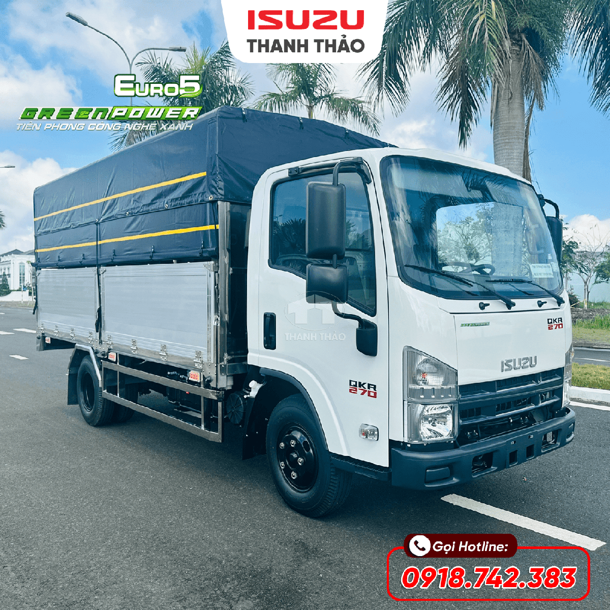 Xe tải Isuzu QKR270 Mui Bạt - Tải 2.7 tấn - Thùng dài 4m4