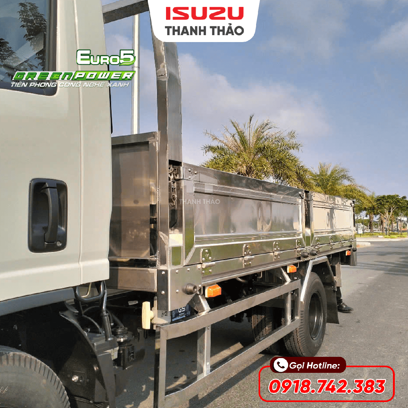 Xe tải Isuzu QKR230 Thùng lửng 304 - Tải 2.3 tấn - Thùng dài 3m6