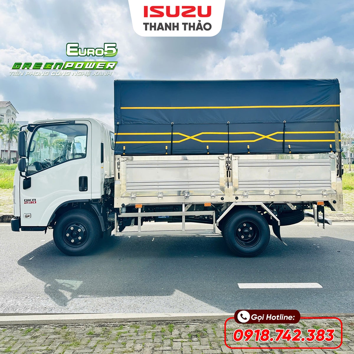 Xe tải Isuzu QKR230 Mui bạt inox 304 - Tải 2.5 tấn - Thùng dài 3m6