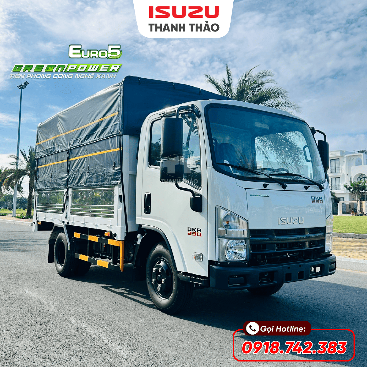 Xe tải Isuzu QKR230 Mui bạt TC - Tải 2.5 tấn - Thùng dài 3m6