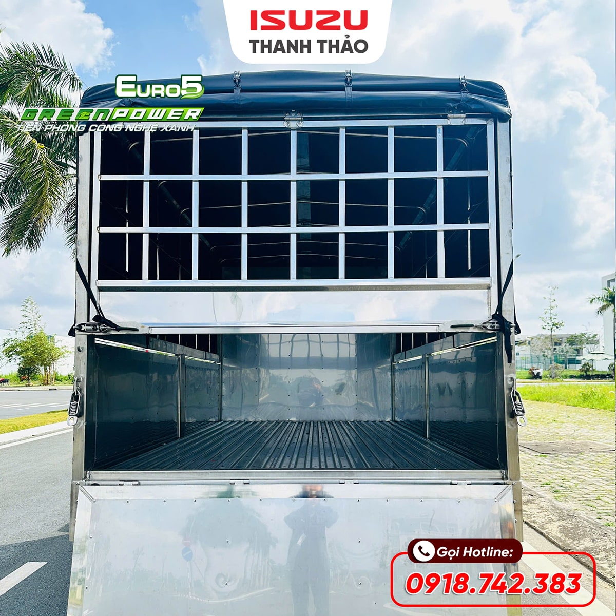 Xe tải Isuzu QKR230 Mui bạt inox 304 - Tải 2.5 tấn - Thùng dài 3m6