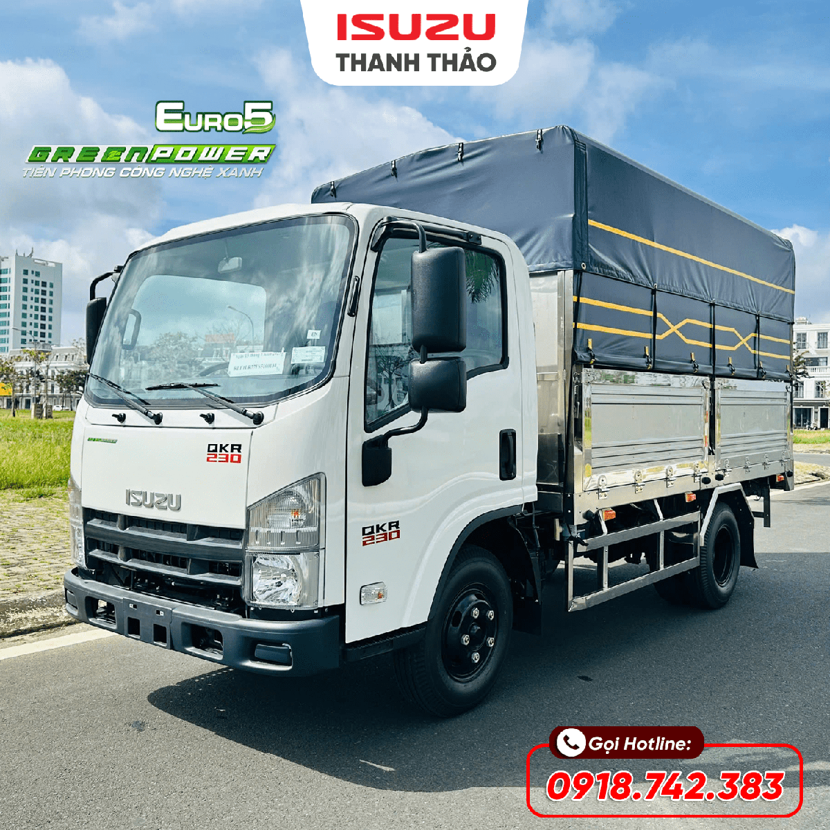 Xe tải Isuzu QKR230 Mui bạt inox 304 - Tải 2.5 tấn - Thùng dài 3m6