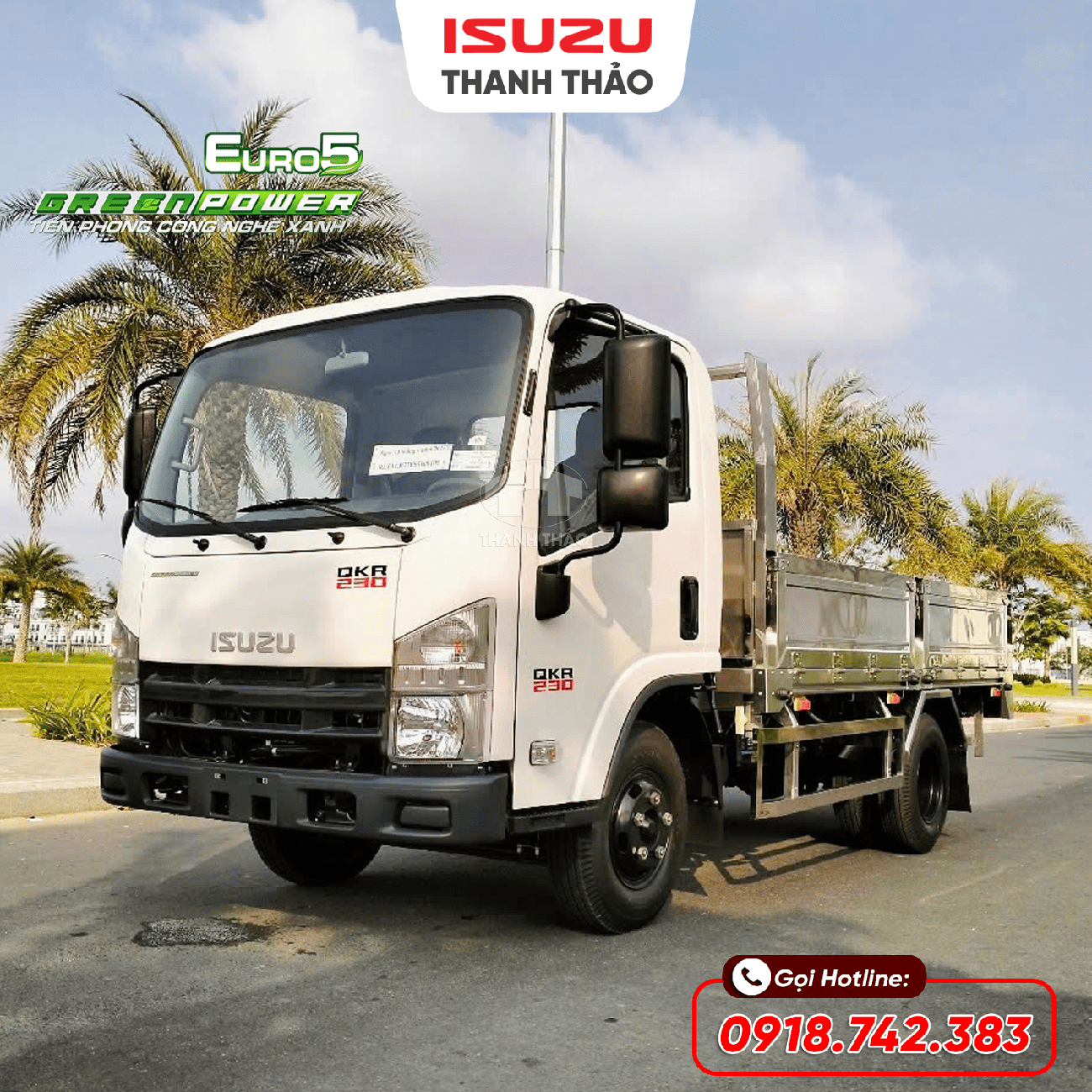 Xe tải Isuzu QKR230 Thùng lửng 304 - Tải 2.3 tấn - Thùng dài 3m6