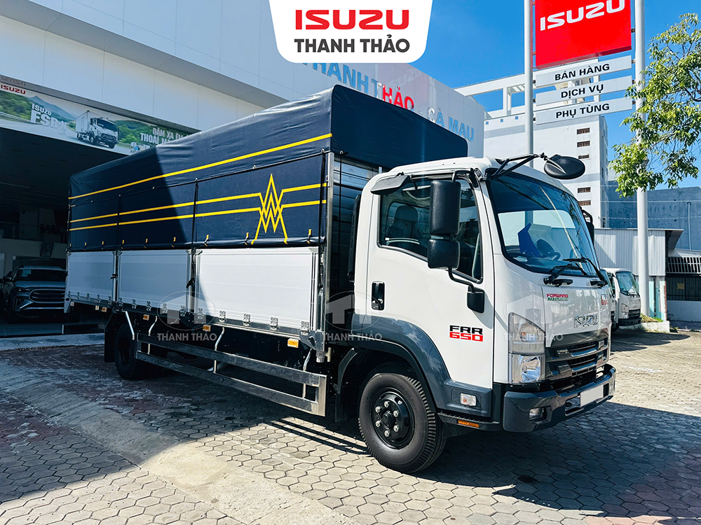 Xe tải Isuzu FRR650 Mui bạt bửng nhôm - Tải trọng 6.2 tấn - Thùng dài 6m6