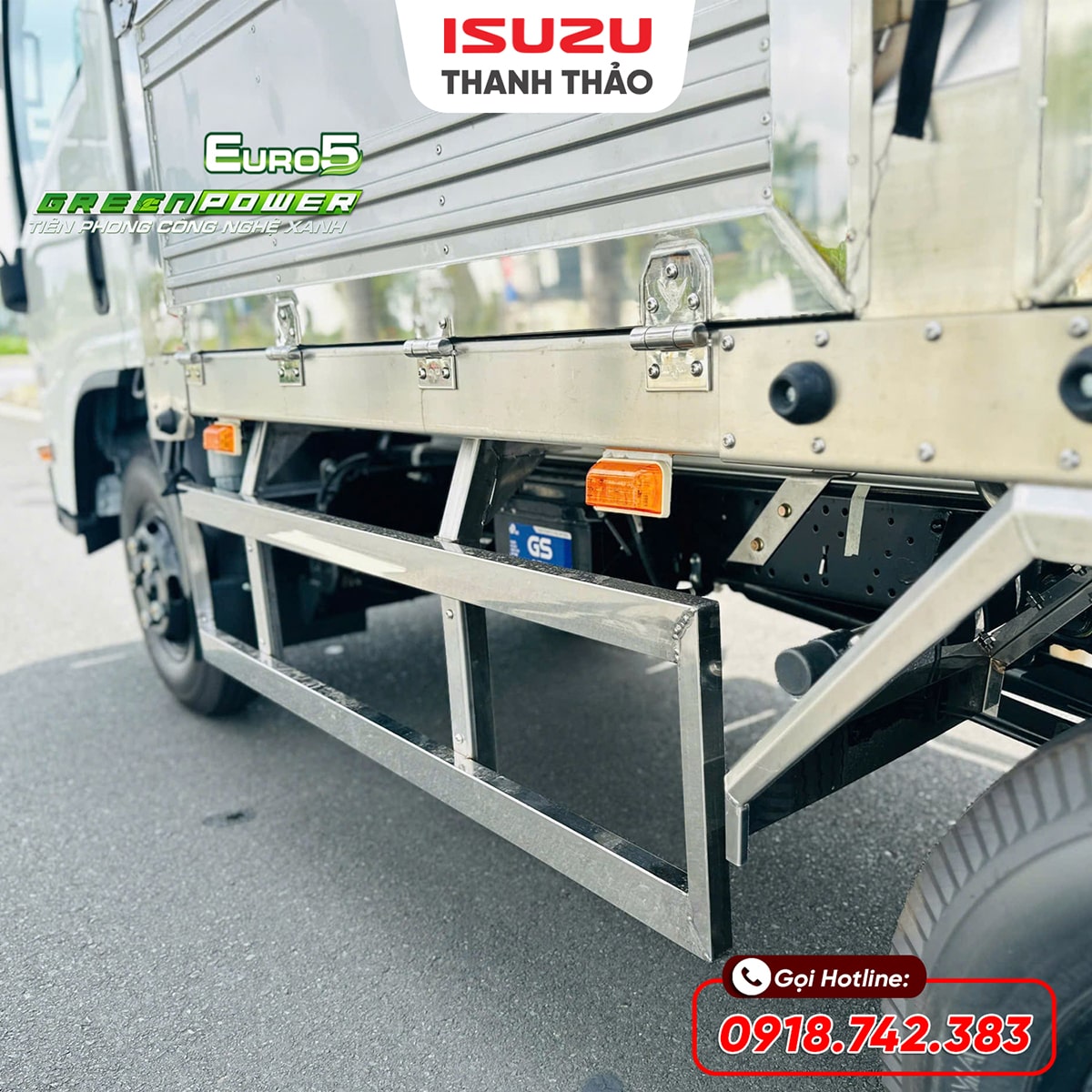 Xe tải Isuzu QKR230 Mui bạt inox 304 - Tải 2.5 tấn - Thùng dài 3m6