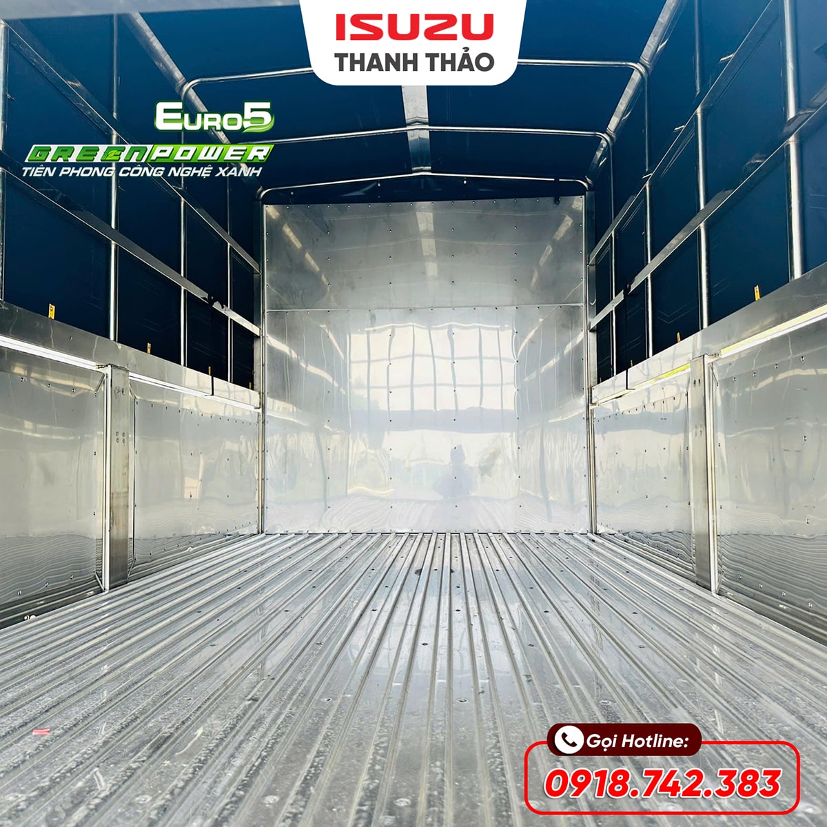 Xe tải Isuzu QKR230 Mui bạt inox 304 - Tải 2.5 tấn - Thùng dài 3m6