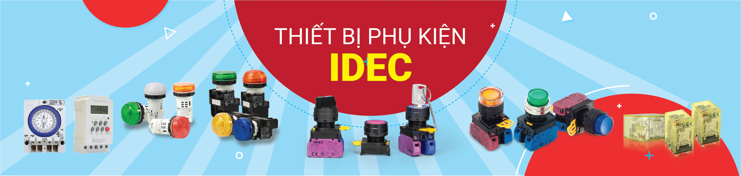 Đèn báo, nút nhấn, relay Idec