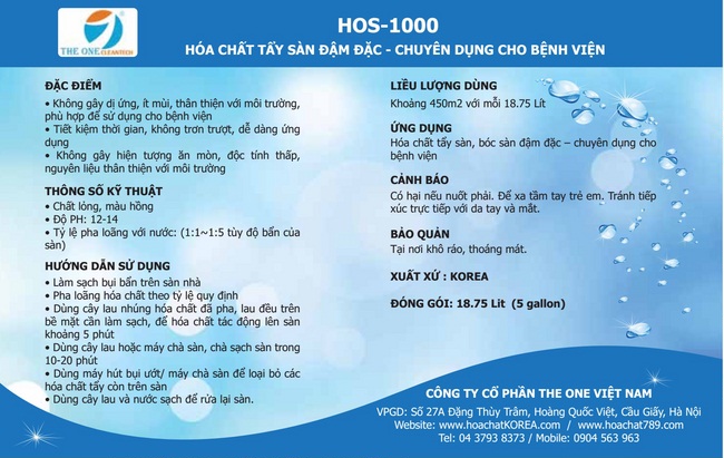 Cách sử dụng Hóa chất vệ sinh sàn HOS 1000 Korea