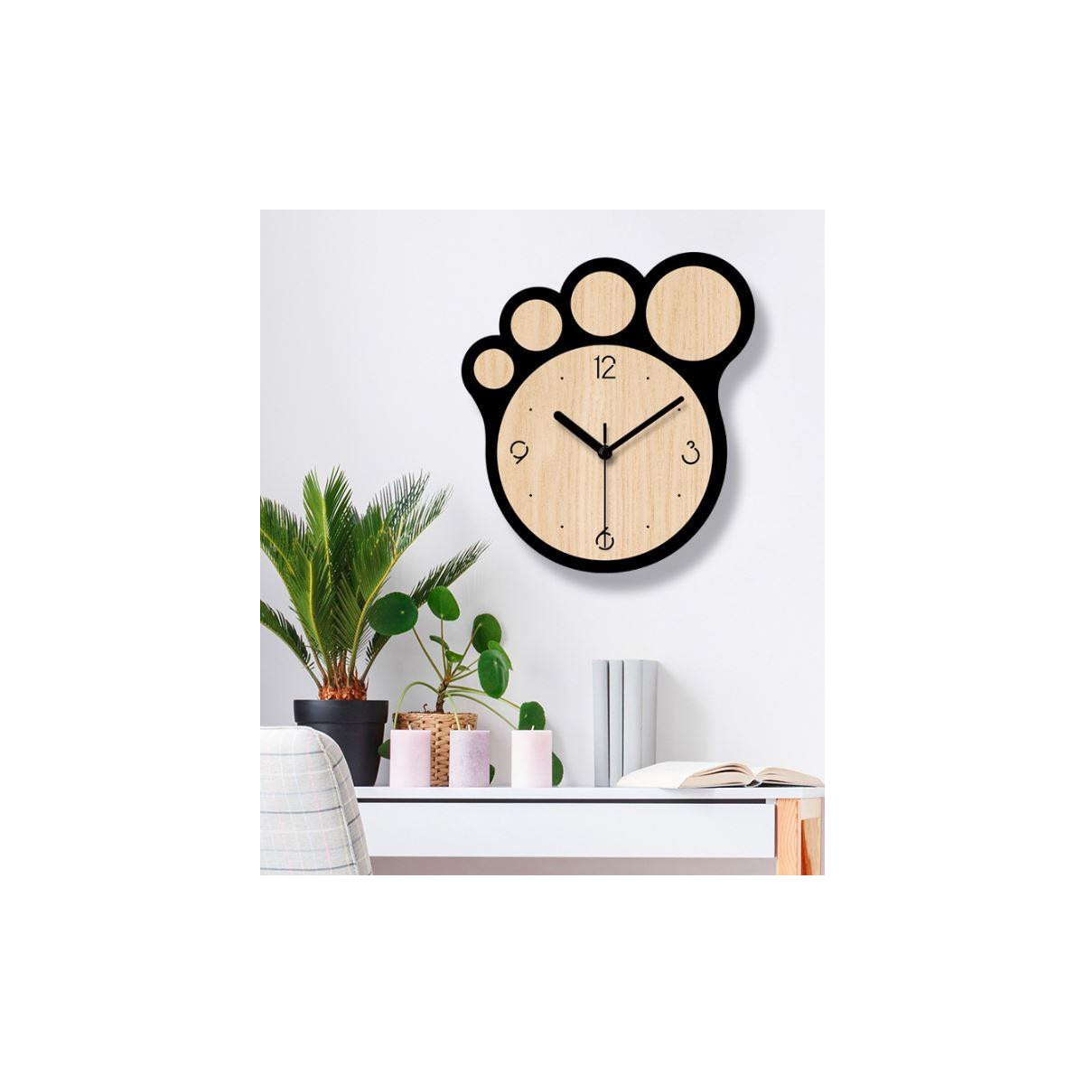 Đồng Hồ Treo Tường Talykids Bằng Gỗ Hình Bàn Chân