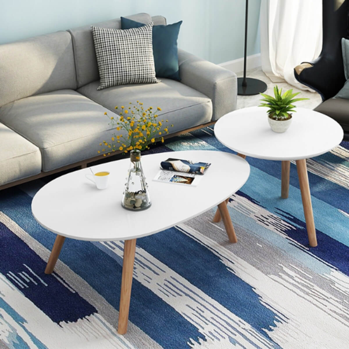 Bộ 2 Bàn Sofa IGEA Việt Nam Phong Cách Scanvadian Màu Trắng