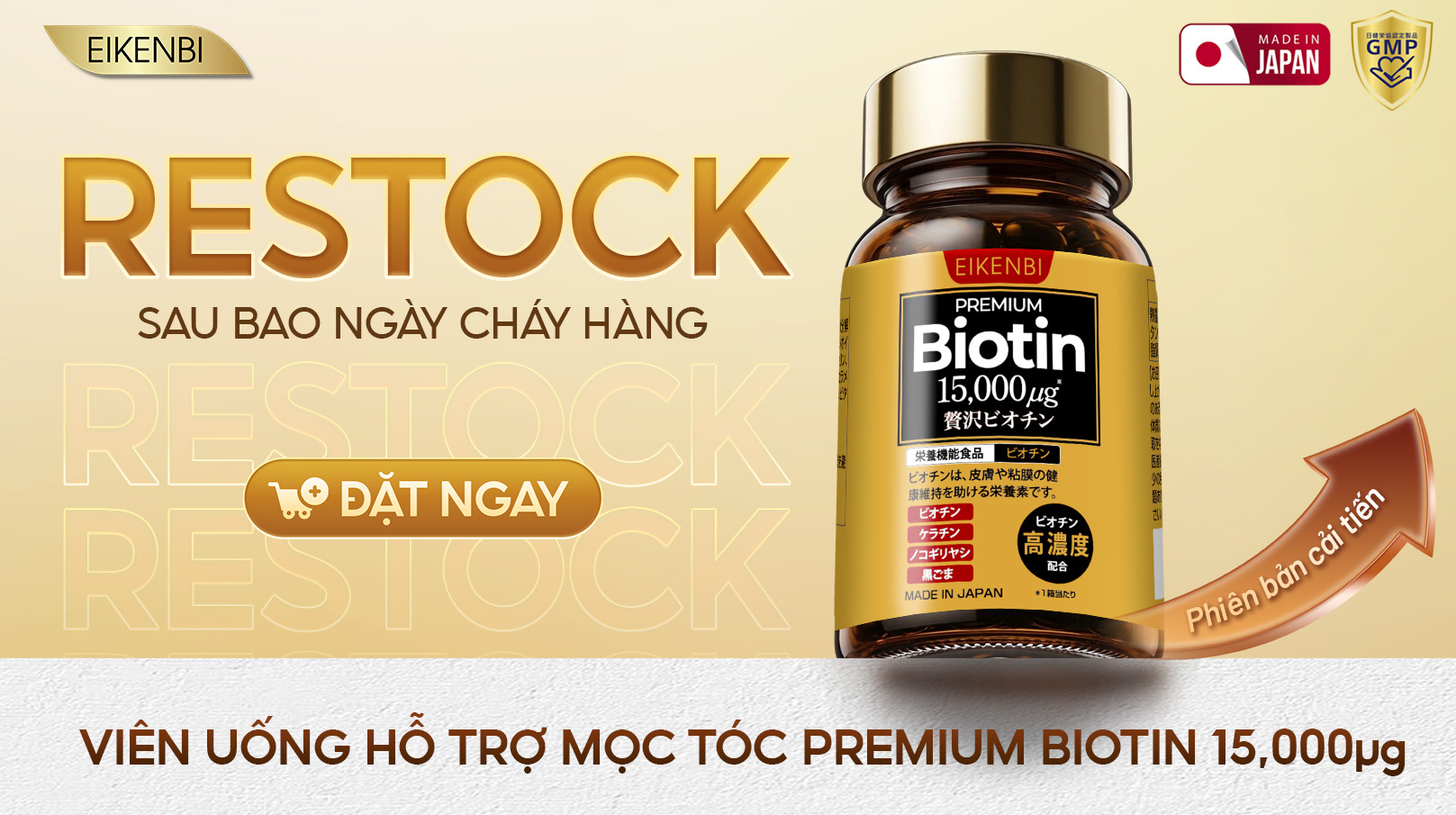 Thông Báo Restock Sản Phẩm Viên Uống Mọc Tóc & Đen Tóc Black Grow Up 15,000µg