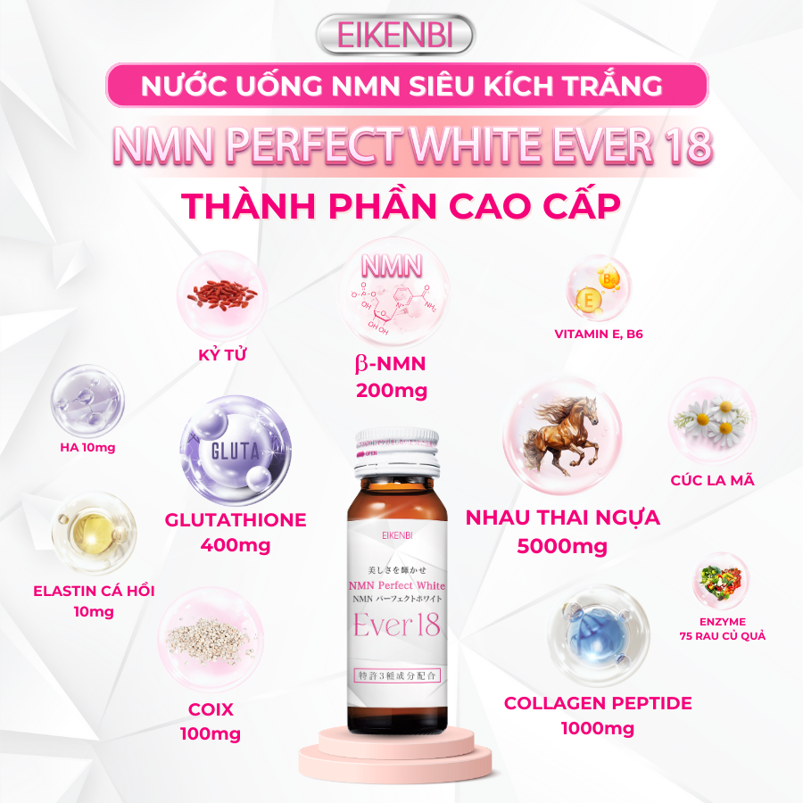 Thành Phần Có Trong Nước Uống NMN Perfect White Ever 18
