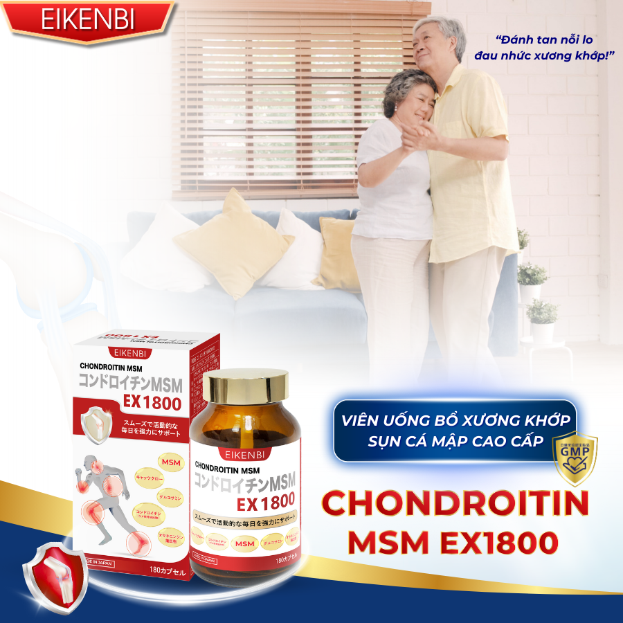Viên Uống Bổ Xương Khớp Sụn Cá Mập Cao Cấp Chondroitin MSM EX1800 [180 viên]