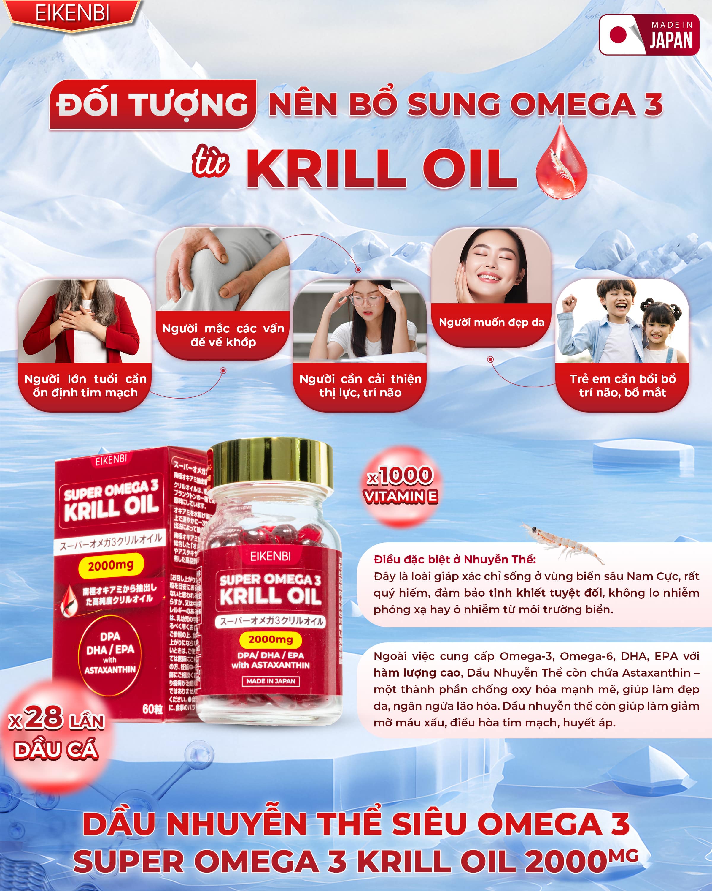 Đối tượng sử dụng viên uống dầu nhuyễn thể Krill Oil Omega 3