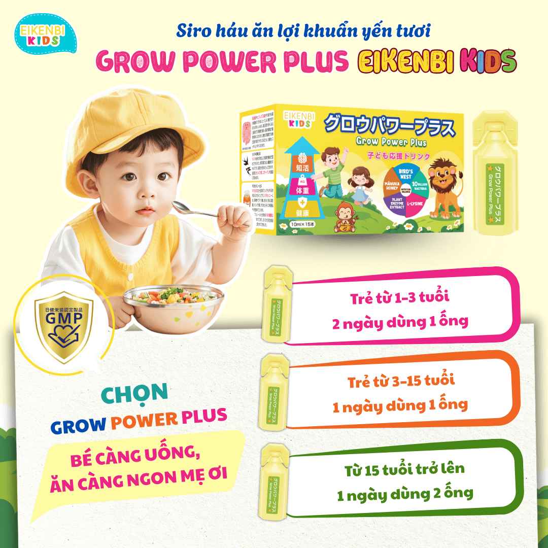 Siro háu ăn lợi khuẩn yến tươi Grow Power Plus Eikenbi Kids